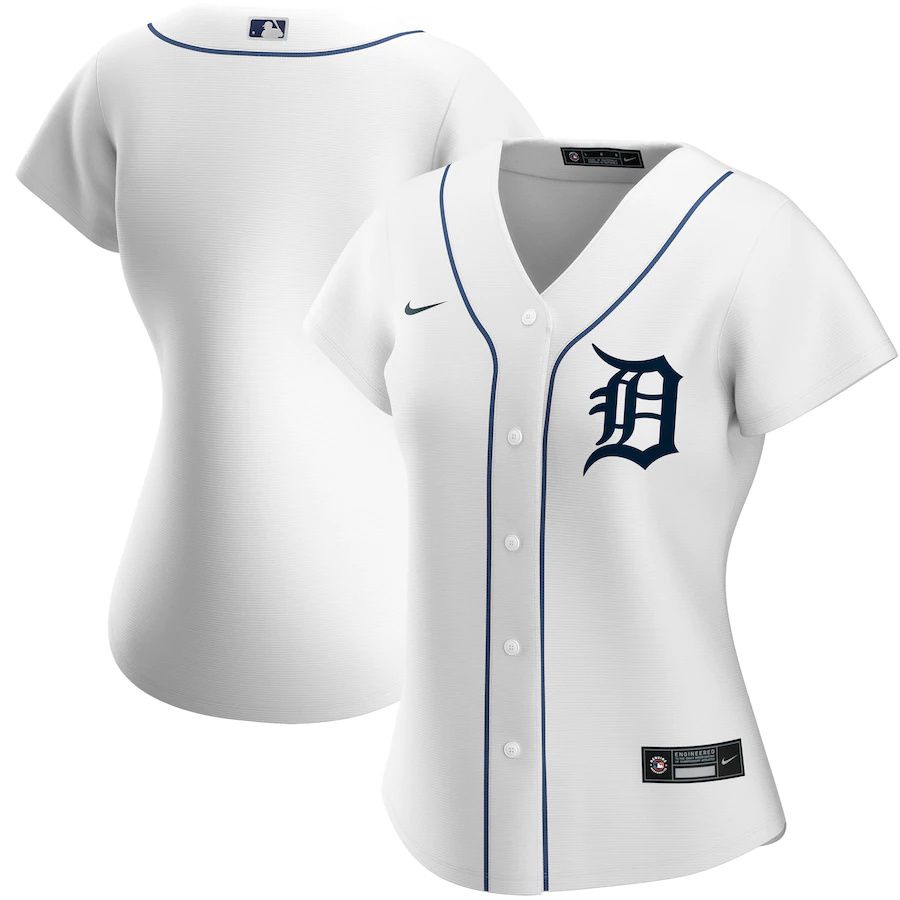 Womens Detroit Tigers Nike White Home Replica Team MLB Jerseys->women mlb jersey->Women Jersey